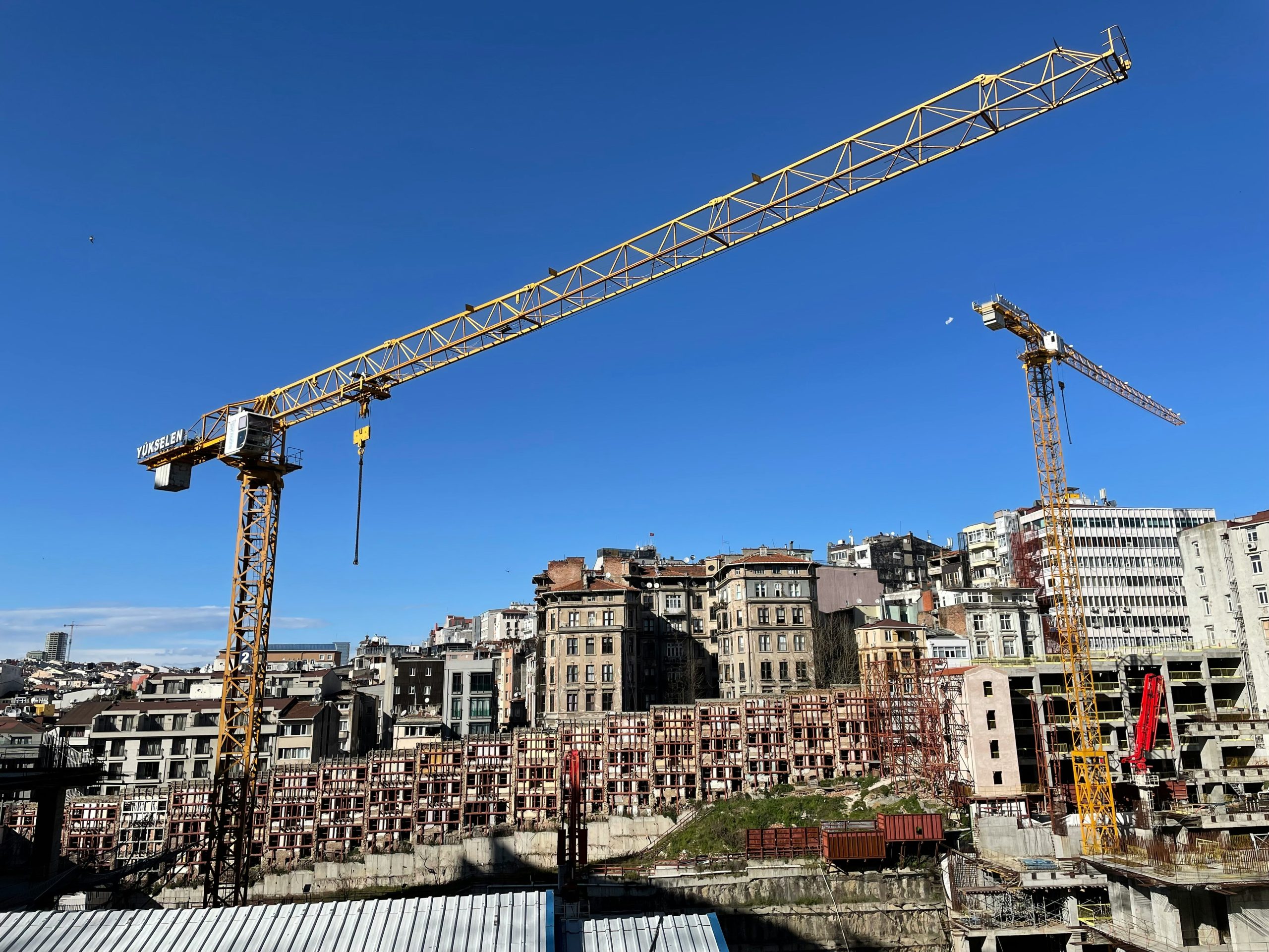 A construction site close to a residential area
